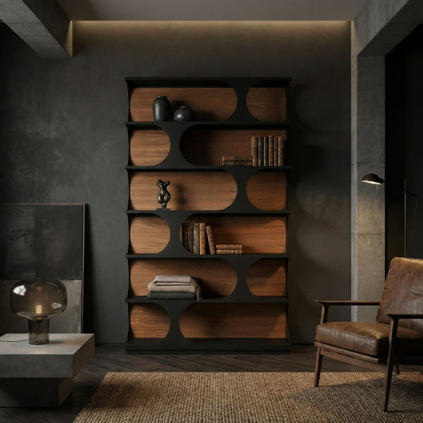 Bookcase with Metal Details-Noir Furniture-Blue Hand Home