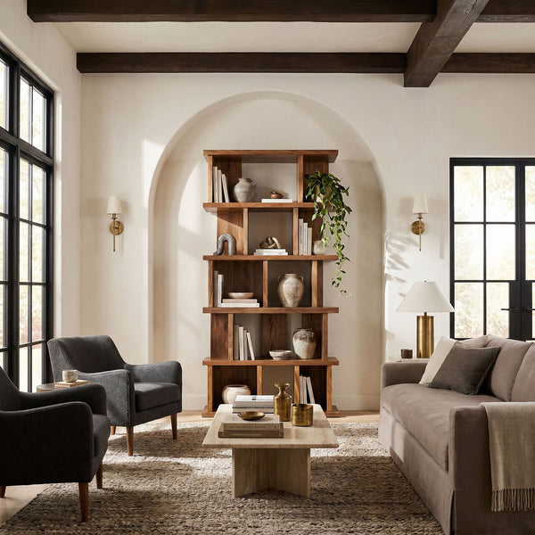Walnut Bookcase-Noir Furniture-Blue Hand Home