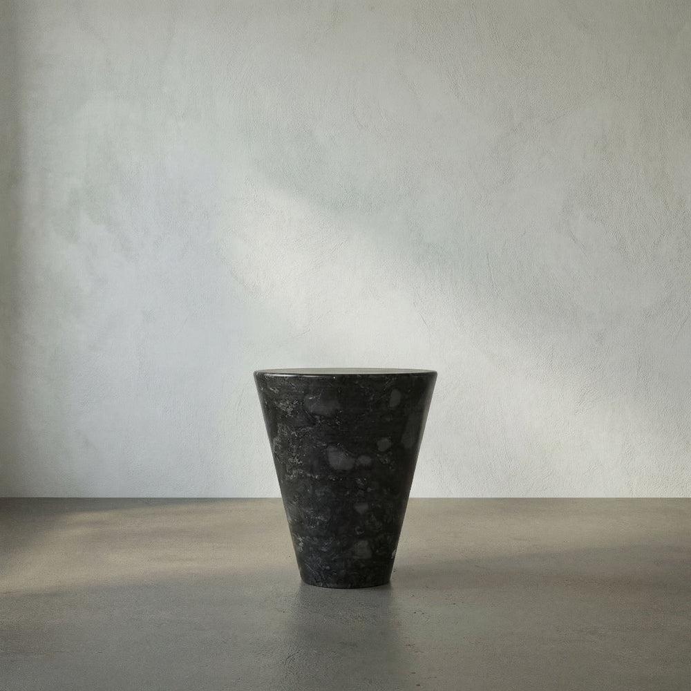 Black Marble Cone Shape Side Table-Noir Furniture-Blue Hand Home