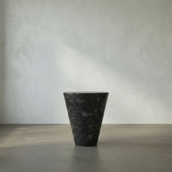 Black Marble Cone Shape Side Table-Noir Furniture-Blue Hand Home