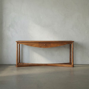 Bow Front Console, Teak-Noir Furniture-Blue Hand Home