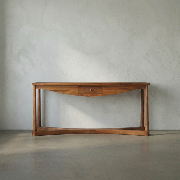 Bow Front Console, Teak-Noir Furniture-Blue Hand Home