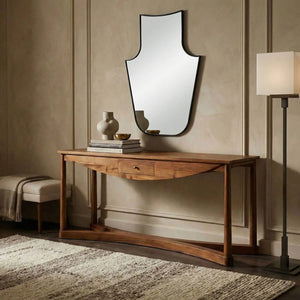 Bow Front Console, Teak-Noir Furniture-Blue Hand Home