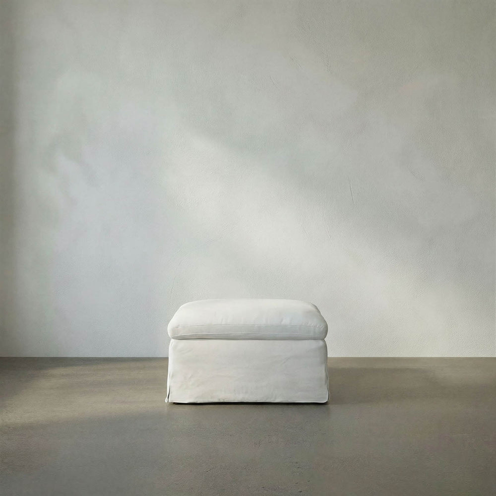 Marbella Stool by Noir Trading Inc. in White Linen Fabric-Noir Furniture-Blue Hand Home