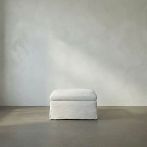 Marbella Stool by Noir Trading Inc. in White Linen Fabric-Noir Furniture-Blue Hand Home