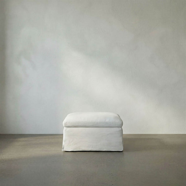 Marbella Stool by Noir Trading Inc. in White Linen Fabric-Noir Furniture-Blue Hand Home