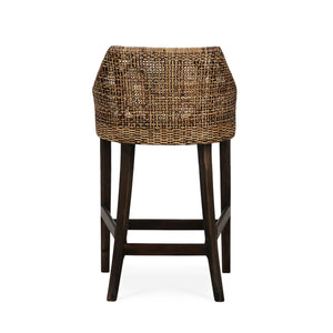 Bramble Savanah Counter Stool In Light Glazed Rattan W/ Arctic White Performance Seat Cushion-Bramble-Blue Hand Home