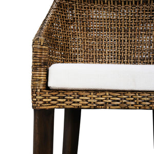 Bramble Savanah Counter Stool In Light Glazed Rattan W/ Arctic White Performance Seat Cushion-Bramble-Blue Hand Home