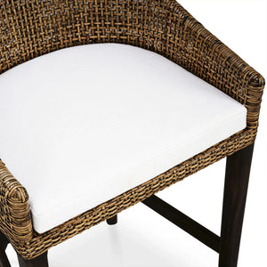 Bramble Savanah Counter Stool In Light Glazed Rattan W/ Arctic White Performance Seat Cushion-Bramble-Blue Hand Home