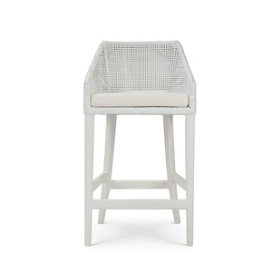 Bramble Savanah Counter Stool In True White Rattan & Legs W/ Arctic White Seat Cushion-Bramble-Blue Hand Home