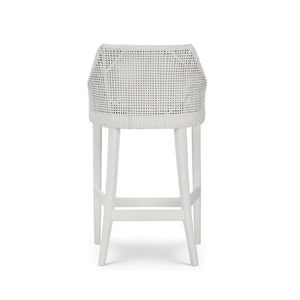 Bramble Savanah Counter Stool In True White Rattan & Legs W/ Arctic White Seat Cushion-Bramble-Blue Hand Home