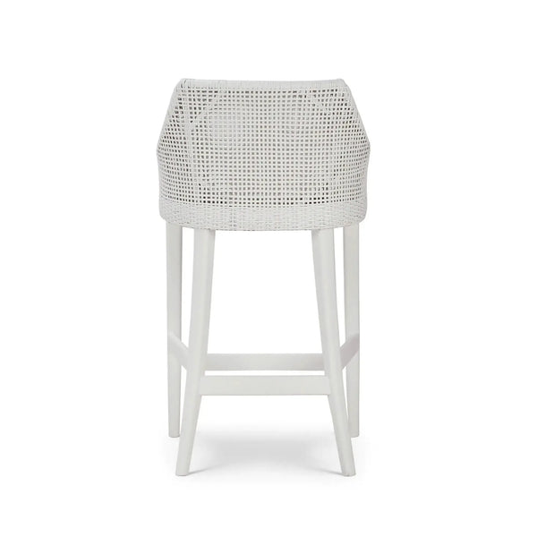 Bramble Savanah Counter Stool In True White Rattan & Legs W/ Arctic White Seat Cushion-Bramble-Blue Hand Home