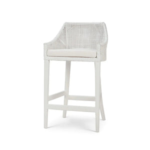 Bramble Savanah Counter Stool In True White Rattan & Legs W/ Arctic White Seat Cushion-Bramble-Blue Hand Home