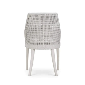 Bramble Savanah Dining Chair In True White Rattan & Legs W/ Arctic White Seat Cushion-Bramble-Blue Hand Home