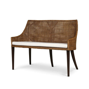 Bramble Savanah Rattan Loveseat in Light Glazed Rattan w/ Arctic White Performance Fabric Cushion-Bramble-Blue Hand Home