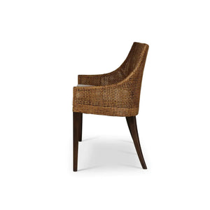 Bramble Savanah Rattan Loveseat in Light Glazed Rattan w/ Arctic White Performance Fabric Cushion-Bramble-Blue Hand Home