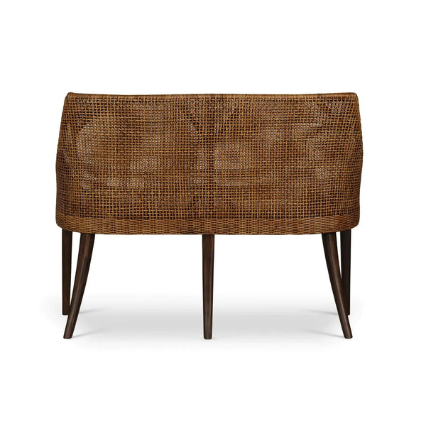 Bramble Savanah Rattan Loveseat in Light Glazed Rattan w/ Arctic White Performance Fabric Cushion-Bramble-Blue Hand Home