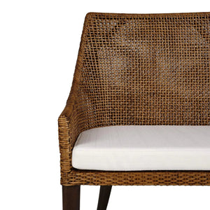 Bramble Savanah Rattan Loveseat in Light Glazed Rattan w/ Arctic White Performance Fabric Cushion-Bramble-Blue Hand Home
