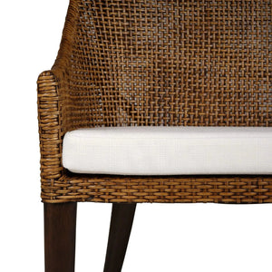 Bramble Savanah Rattan Loveseat in Light Glazed Rattan w/ Arctic White Performance Fabric Cushion-Bramble-Blue Hand Home