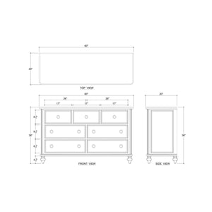 Bramble Savannah 7 Drawer Dresser In Walnut-Bramble-Blue Hand Home