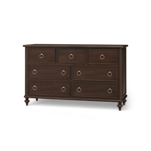 Bramble Savannah 7 Drawer Dresser In Walnut-Bramble-Blue Hand Home