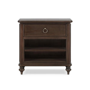 Savannah Bedside Table w/ Open Shelf-Blue Hand Home