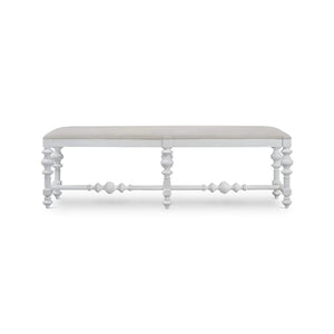 Bramble Savannah Large Bench In True White W/ Natural Performance Fabric-Bramble-Blue Hand Home