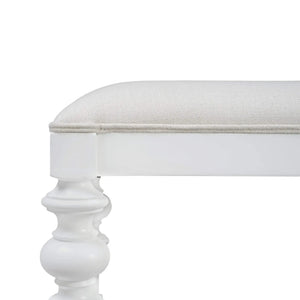 Bramble Savannah Large Bench In True White W/ Natural Performance Fabric-Bramble-Blue Hand Home