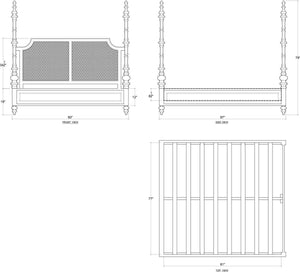 Savannah Rattan Bed King (* Comes w/ 2 Poster Options)-Blue Hand Home