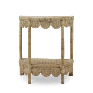Bramble Scalloped Half Round Side Table In Rattan Natural-Bramble-Blue Hand Home