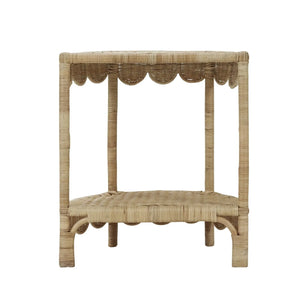 Bramble Scalloped Half Round Side Table In Rattan Natural-Bramble-Blue Hand Home