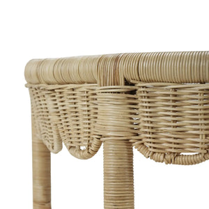 Bramble Scalloped Half Round Side Table In Rattan Natural-Bramble-Blue Hand Home