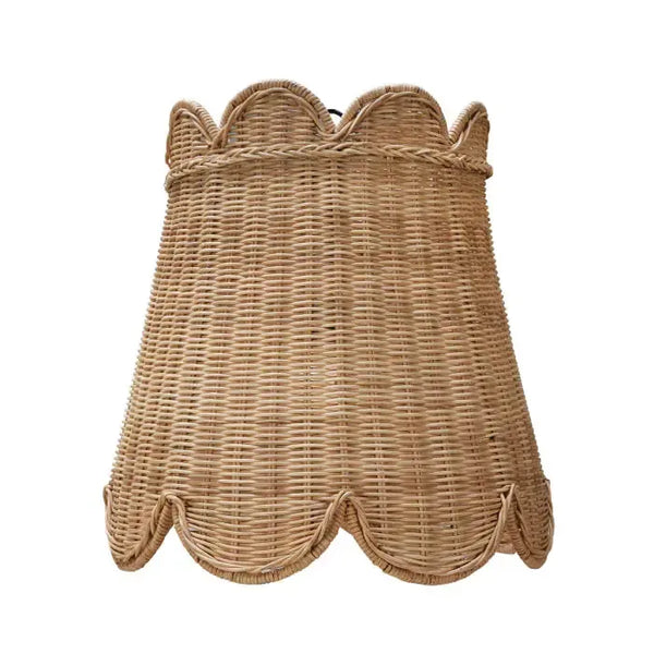 Scalloped Rattan Pendant in Rattan Natural-Blue Hand Home