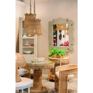 Scalloped Rattan Pendant in Rattan Natural-Blue Hand Home