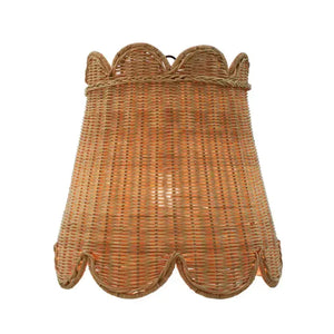 Scalloped Rattan Pendant in Rattan Natural-Blue Hand Home