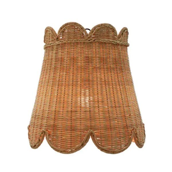 Scalloped Rattan Pendant in Rattan Natural-Blue Hand Home