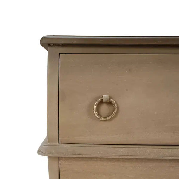 Bramble Serpentine Bedside Table In Sandbar-Bramble-Blue Hand Home