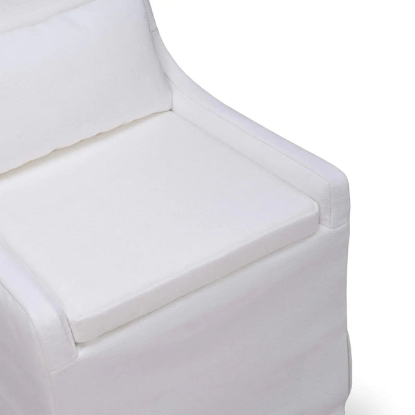 Bramble Sierra Slipcovered Dining Chair W/ Castors W/ Arctic White Performance Fabric-Bramble-Blue Hand Home