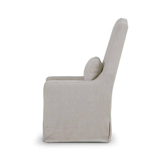 Bramble Sierra Slipcovered Dining Chair w/ Castors w/ Thames Natural Performance Fabric-Bramble-Blue Hand Home