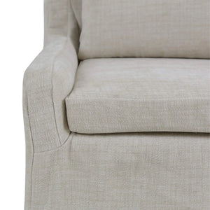 Bramble Sierra Slipcovered Dining Chair w/ Castors w/ Thames Natural Performance Fabric-Bramble-Blue Hand Home