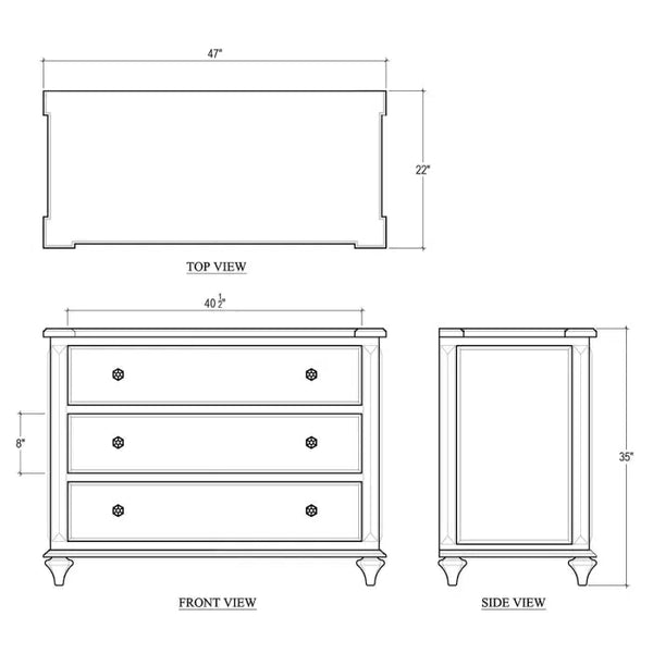 Bramble Soho 3 Drawer Dresser In Straw Wash-Bramble-Blue Hand Home