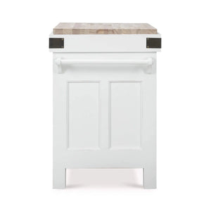 Bramble Sonoma Island In Architectural White W/ Rattan Natural Baskets-Bramble-Blue Hand Home