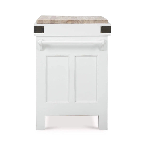 Bramble Sonoma Island In Architectural White W/ Rattan Natural Baskets-Bramble-Blue Hand Home
