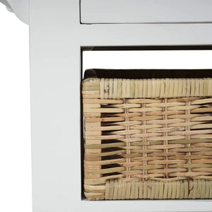 Bramble Sonoma Island In Architectural White W/ Rattan Natural Baskets-Bramble-Blue Hand Home