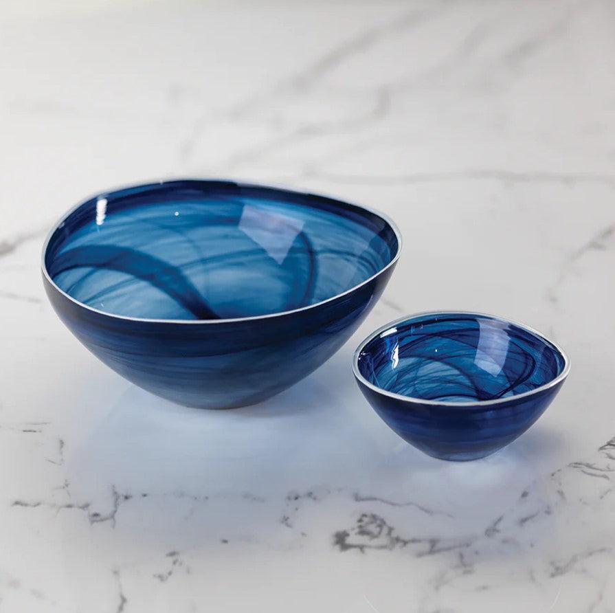 Monte Carlo Alabaster Glass Bowl - Indigo - Large