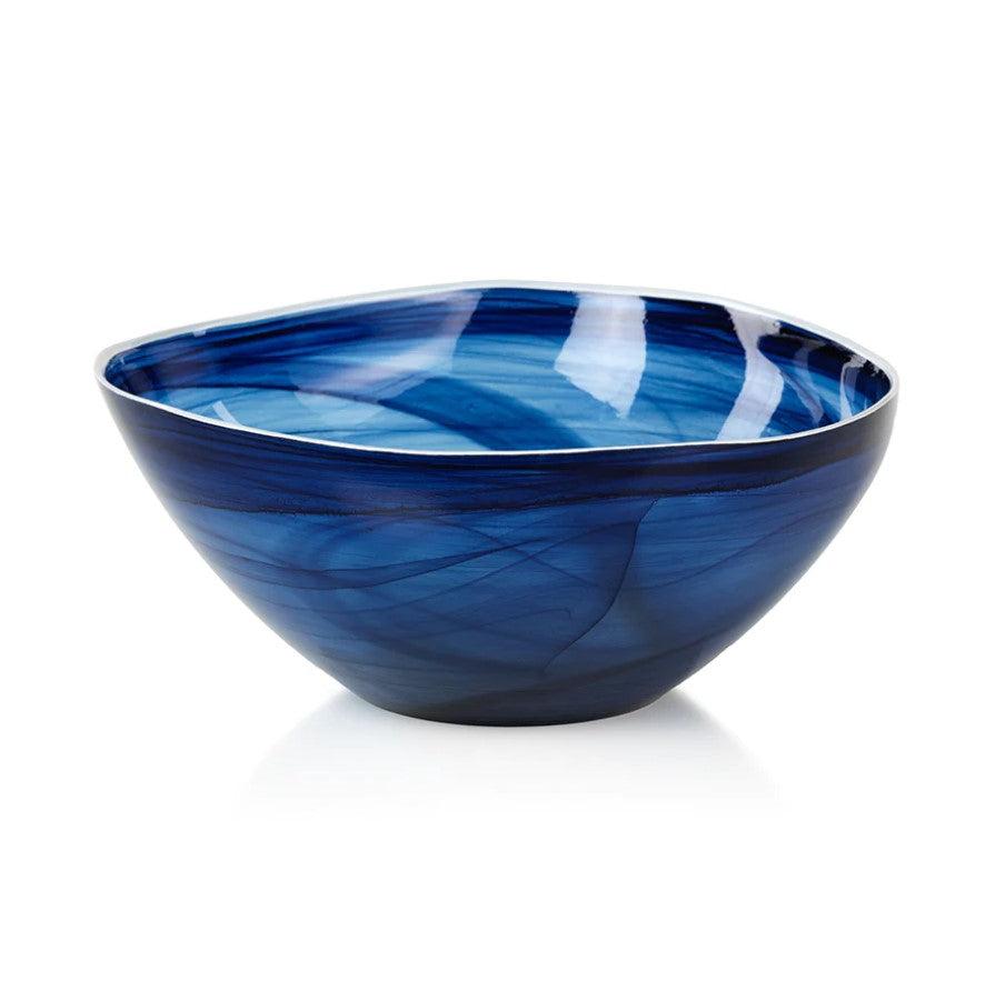 Monte Carlo Alabaster Glass Bowl - Indigo - Large-Blue Hand Home