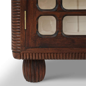 Bramble Toulouse Glass Display Cabinet in Matt Teak Brown w/ Putty Interior-Bramble-Blue Hand Home