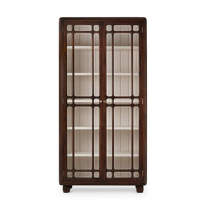 Bramble Toulouse Glass Display Cabinet in Matt Teak Brown w/ Putty Interior-Bramble-Blue Hand Home