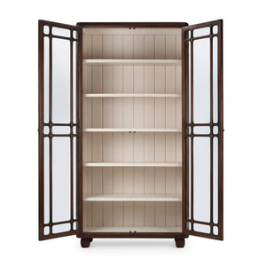 Bramble Toulouse Glass Display Cabinet in Matt Teak Brown w/ Putty Interior-Bramble-Blue Hand Home
