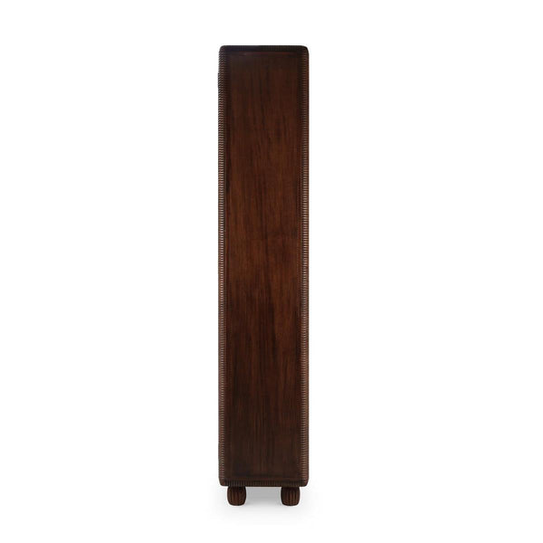 Bramble Toulouse Glass Display Cabinet in Matt Teak Brown w/ Putty Interior-Bramble-Blue Hand Home